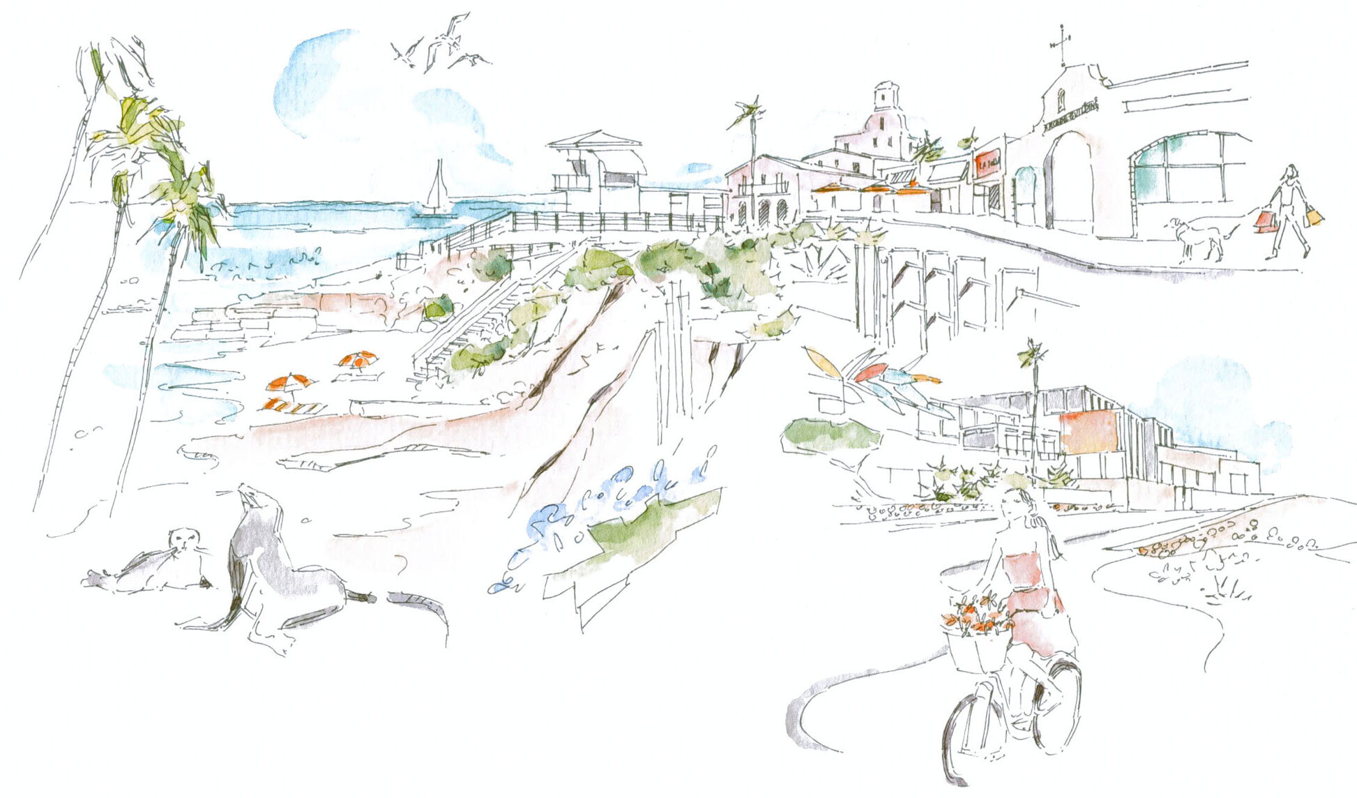 watercolor of La Jolla California