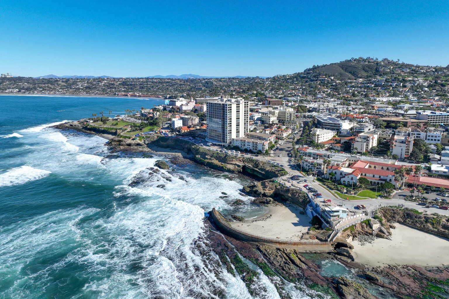 the coast of La Jolla with active ocean