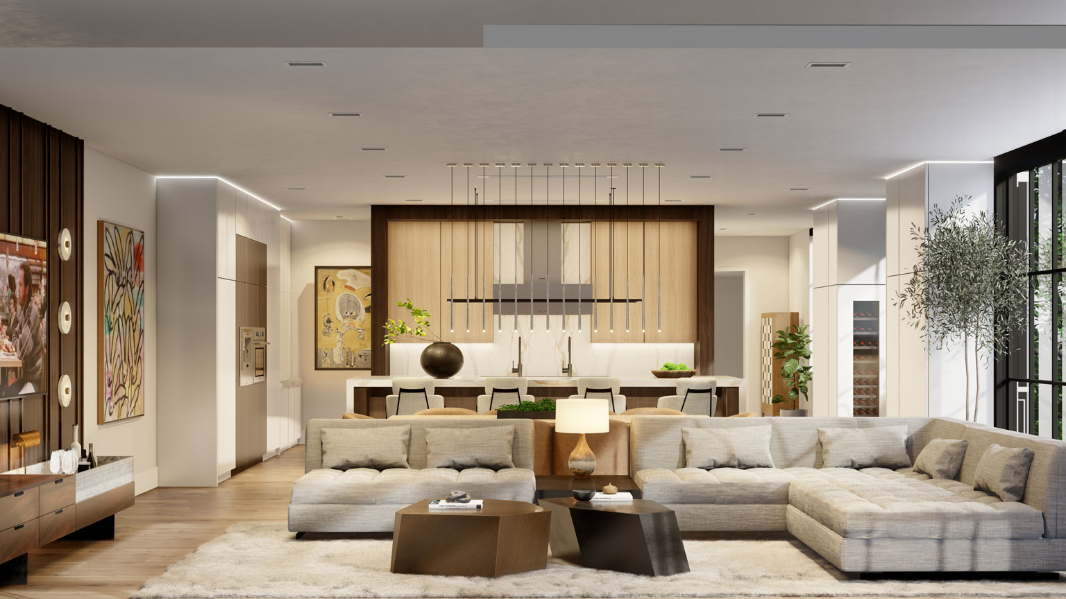 great room and kitchen