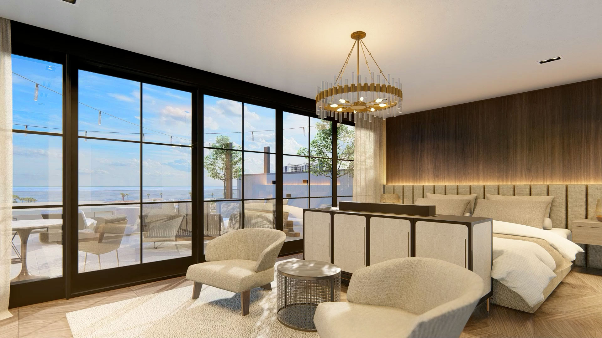 interior bedroom with balcony