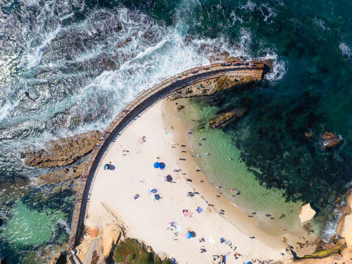 Beachgoers at Childrens Pool Beach